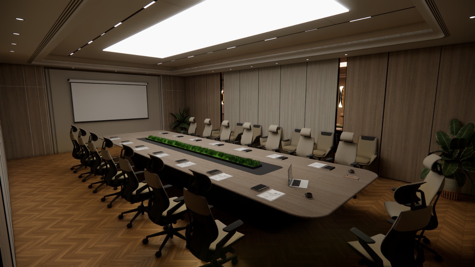 Illuminated ceiling feature and linear lighting